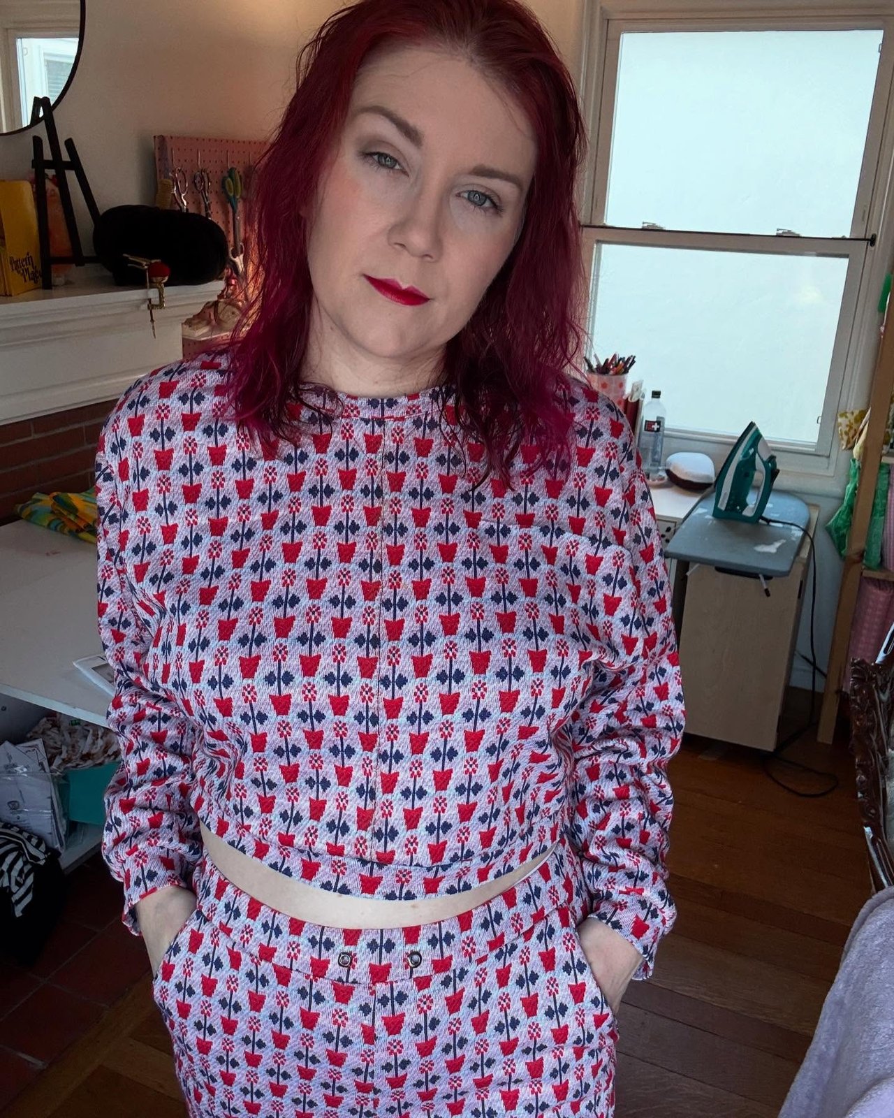 Front bodice and waistband detail, worn