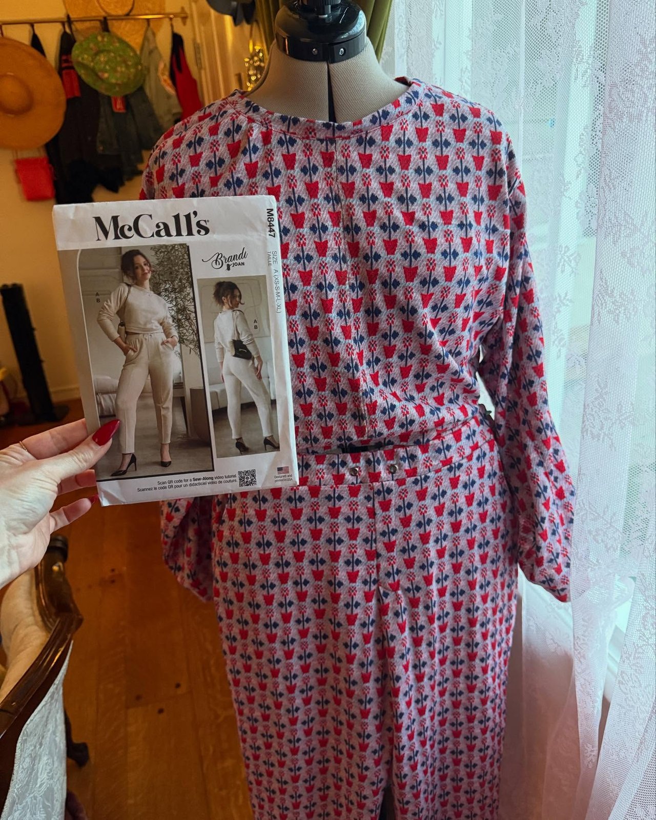 On the dress form with the McCall's M8447 pattern envelope